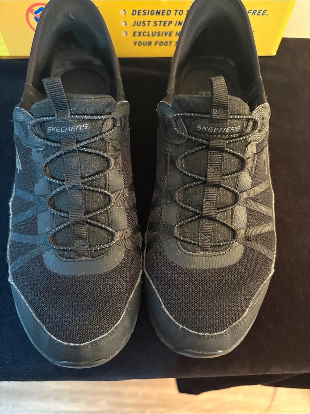 Skechers Black and Dark Gray Slip-On Athletic Sneakers